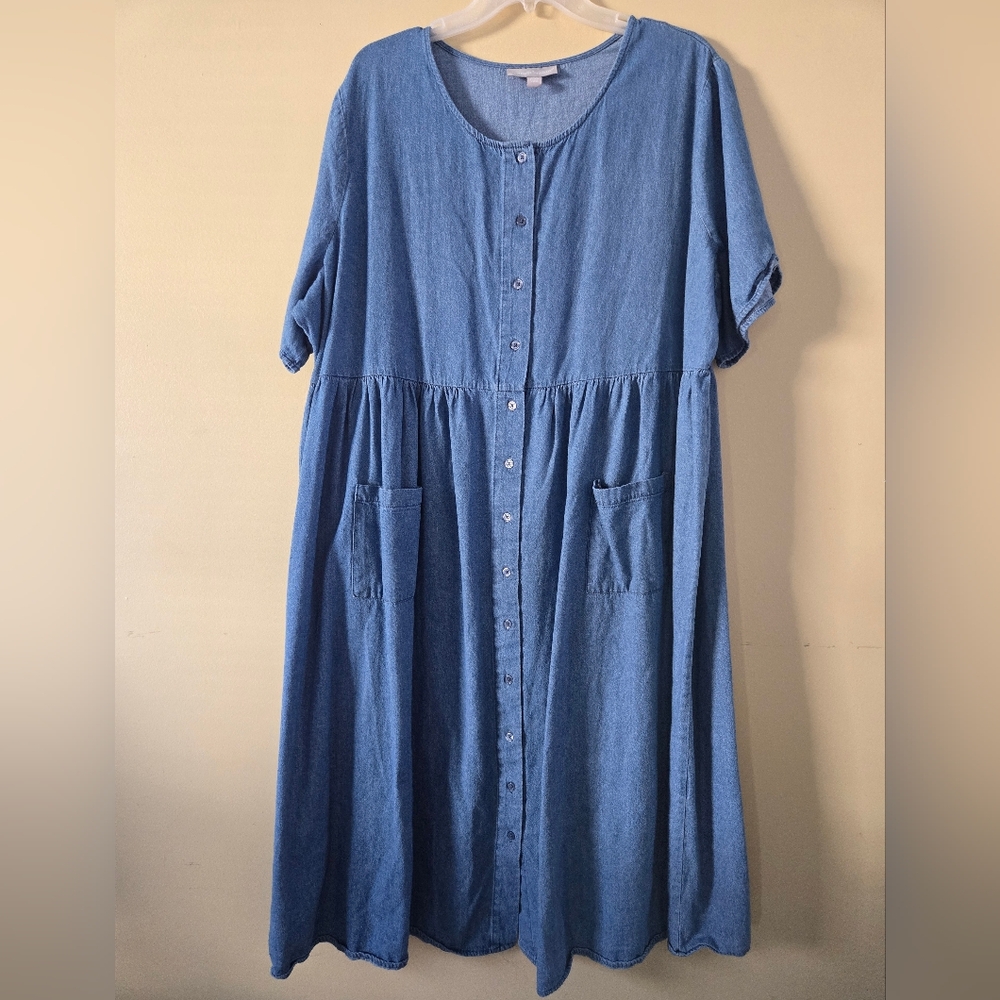 Womanwithin Casual Blue Denim Size 24 W